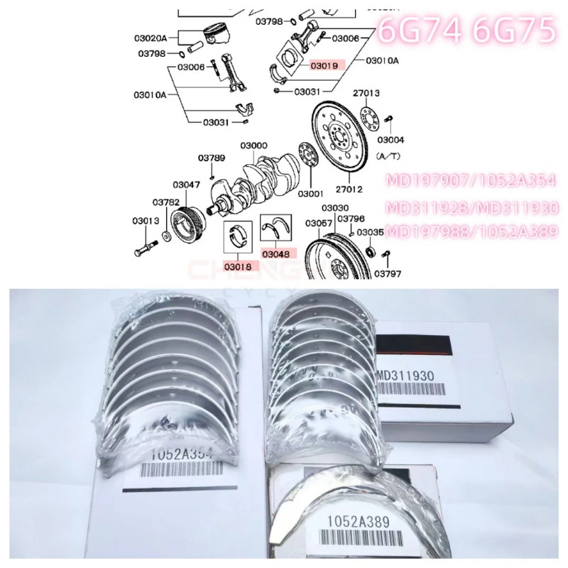 6G74 675 Engine Crank Bearing Bush Connecting Rod Bush Thrust Plate For Pajero Montero V45W V77W V9
