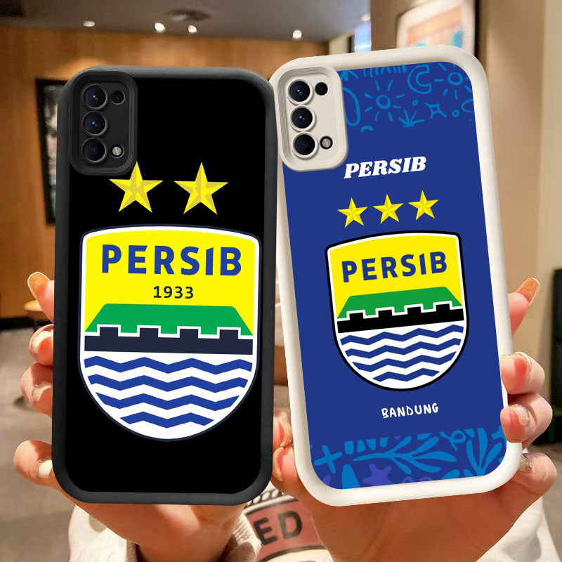 DJ-4 AING PERSIB ฟุตบอล club ปลอกซิลิโคนสีดําและสีขาวสําหรับ OPPO Realme Reno ค้นหา Narzo N63 5 N53 