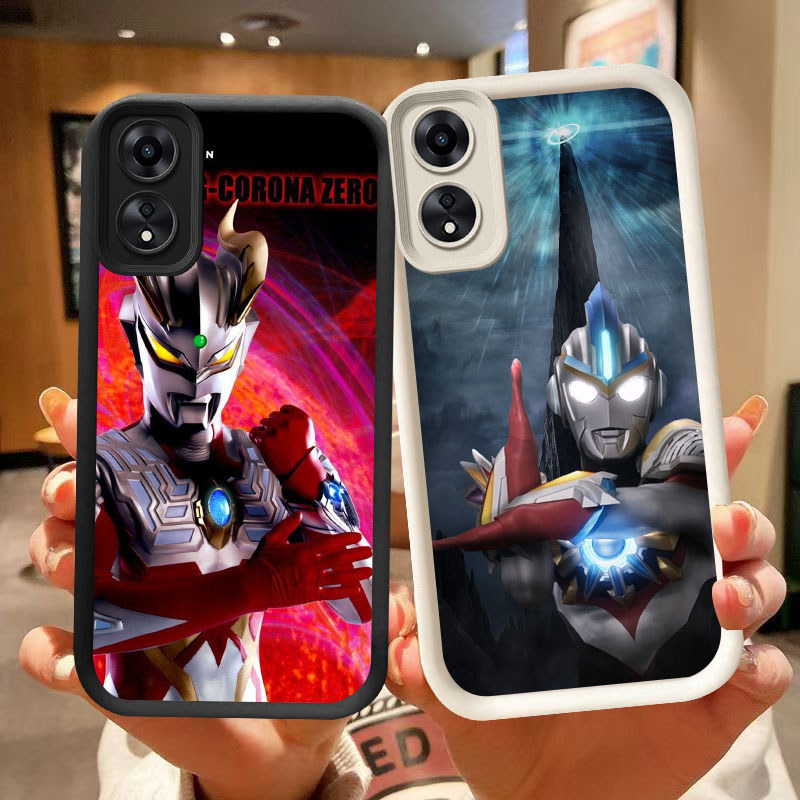 DK-79 Ultraman ปลอกซิลิโคนสีดําและสีขาวสําหรับ OPPO A98 A18 A38 A17K A78 A60 F23 A58 5G 4G
