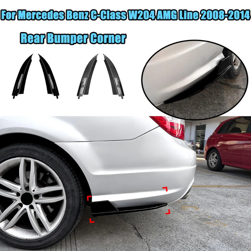 For Mercedes Benz C-Class W204 AMG Line 2008-2014 Car Rear Bumper Lip Corner Guard Protector Kit Bo