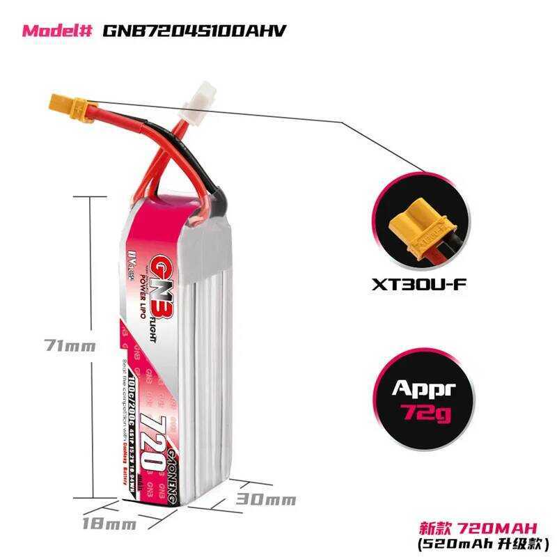 ▥ 1-5Pcs GAONENG GNB 720Mah 4S 15.2V HV แบตเตอรี่ Xt30u-F ปลั๊ก100c/200C สำหรับ RC Tinywhoop FP
