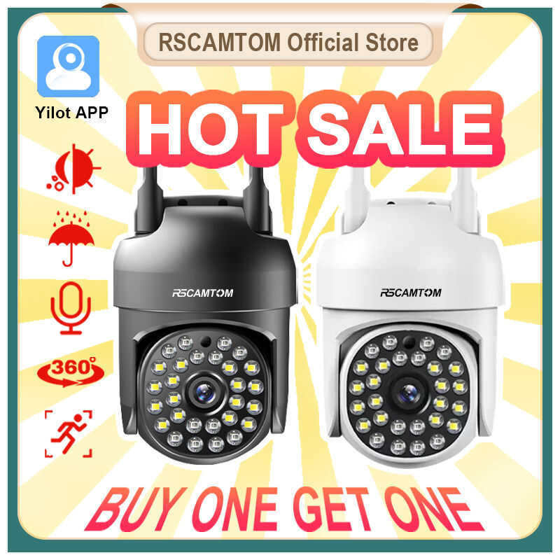 Rscamtom FHD 5MP 2.4G กันน้ํากลางแจ้ง IP Security ในร่มบ้านไร้สายสองทางเสียงกล้องวงจรปิดซื้อรับ 1 ฟร
