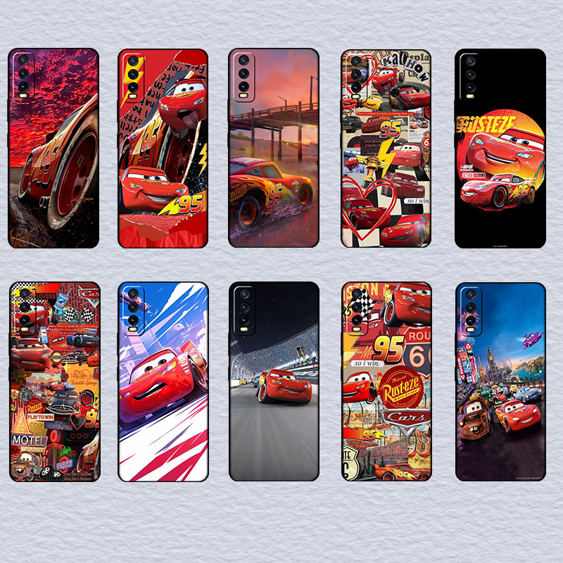 สําหรับVIVO Y03 Y30T Y18 Y18S Y18E T3 Y37M Y19S Y28 V40 PRO Z9 lite Lightning McQueenนุ่มสีดําTPUเคส