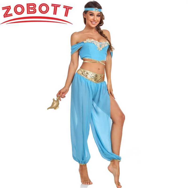 C Aladin And The Magic Lamp Adult Princess Jasmine Costume Women Carnival Party Fancy Dress Up Hall