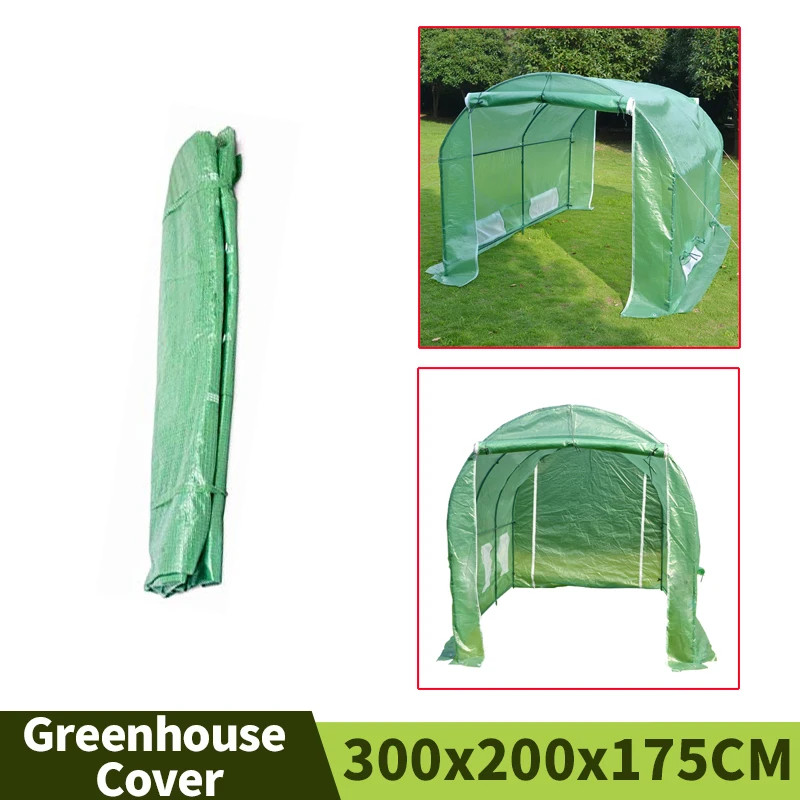 300x200x175CM Garden Greenhouse Cover Arched Polytunnel Outdoor Walk-in Replacement Heat Preservati