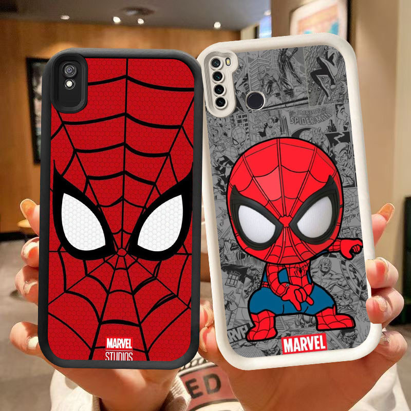 DJ-46 Spiderman Silicone Casing สีดําและสีขาว สําหรับ Redmi Note 6A 7 9T 9A Pro