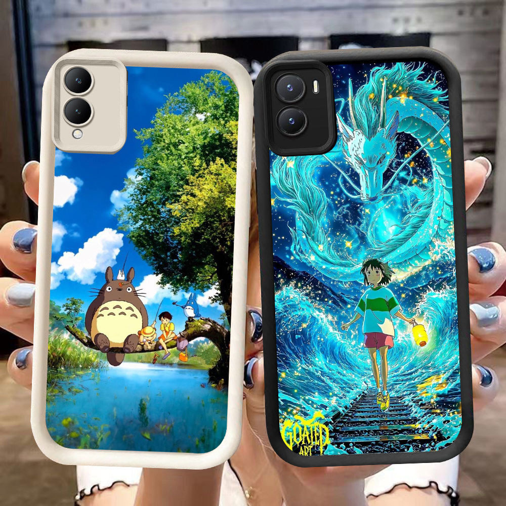 DJ-14 Chinchilla เคสซิลิโคนสีดําและสีขาวสําหรับ VIVO IQOO Z9 Y28 Z10 Y35 Y17S Y56 Y16 Y02S Z9X 2024 