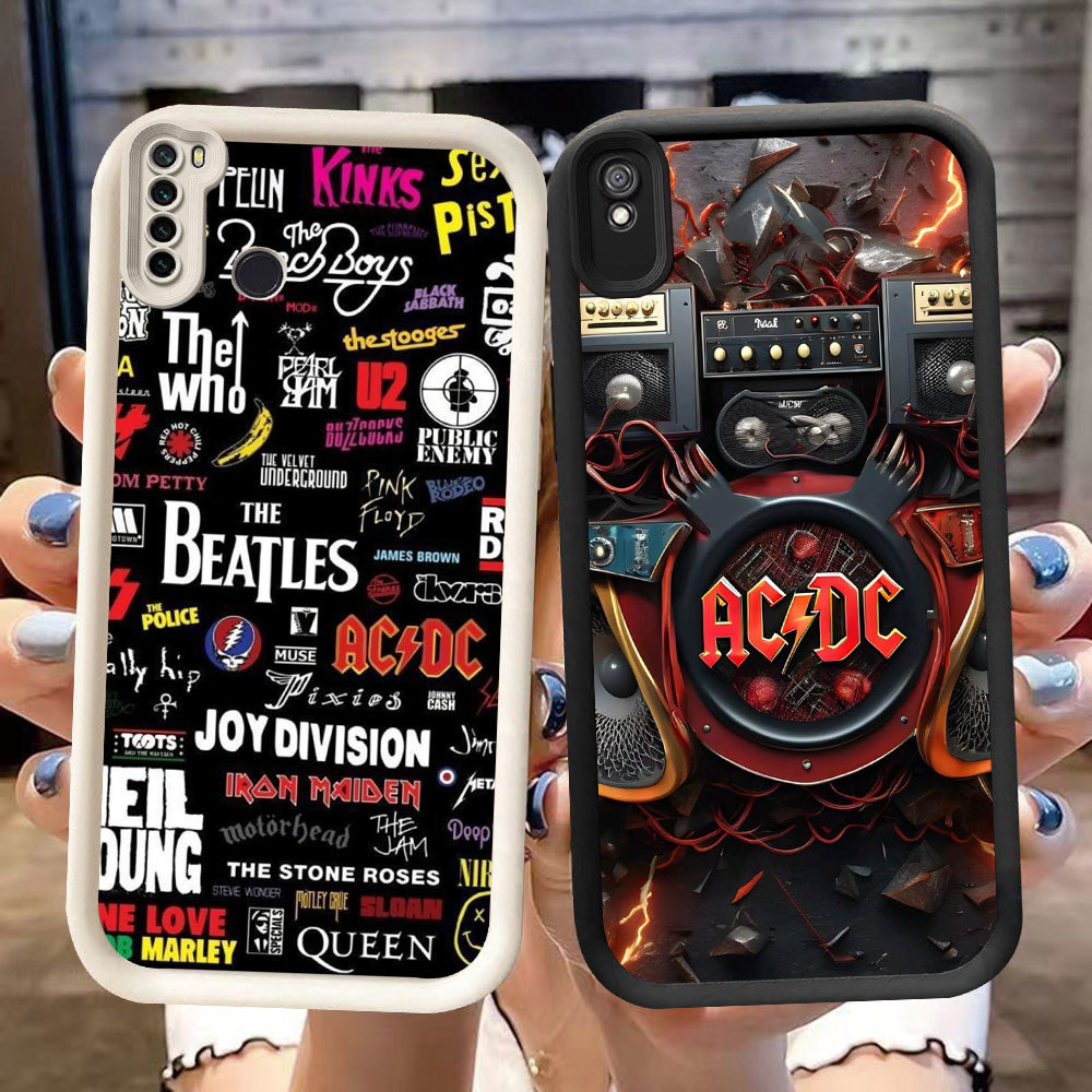 DJ-2 ACDC Band Silicone Casing สีดําและสีขาวสําหรับ Redmi Note 6A 7 9T 9A Pro
