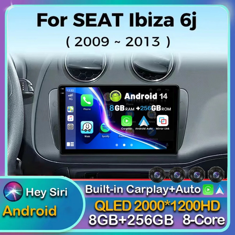 Android 14 Carplay Auto For Seat Ibiza MK4 6J SportCoupe Ecomotive Cupra 2009 - 2016 Car Radio Mult