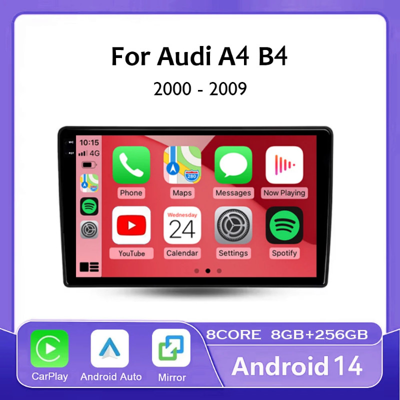 Android 14 For Audi A4 II 2 B6 III 3 B7 2000 - 2009 S4 2002 - 2008 RS4 2005 - 2009 Car Radio Multim