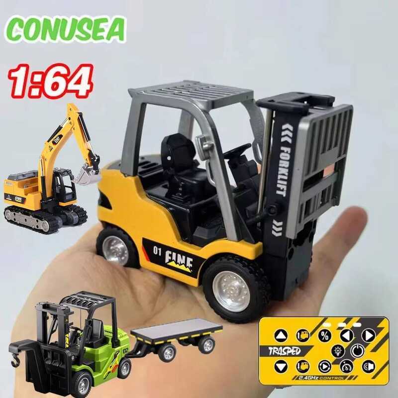 C 1/64 RC Truc Alloy Forklift Mini APP 2.4G Rc Cars Remote Control Construction Engineer Vehicle To