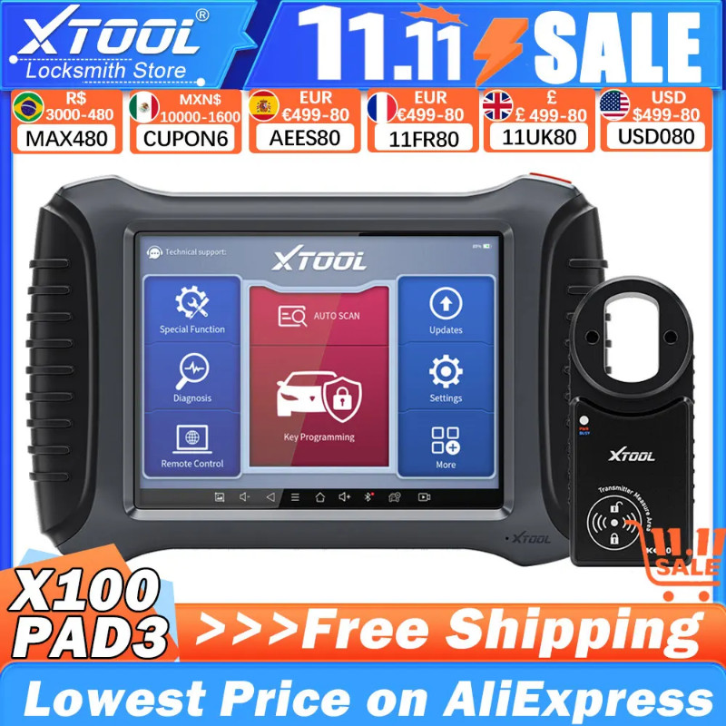 XTOOL X100PAD3 OBD2 Key Programmer Professional OBD2 Diagnostic Tool Immobilizer With M822 KC100 KC