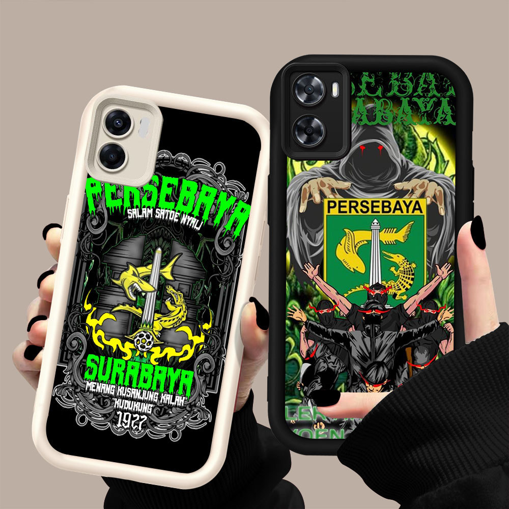 HK-65 Persebaya ปลอกกันกระแทกสําหรับซิลิโคนสีดําและสีขาว OPPO Realme A76 A77s 9i C33 A96