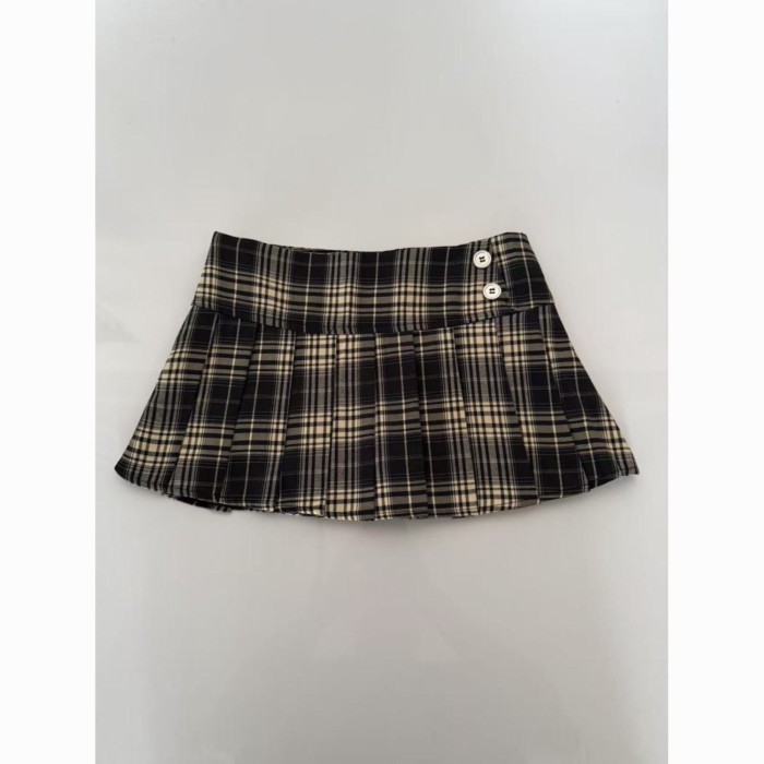 กระโปรง-mini skirt สไตล์อเมริกันเรโทร ลายสก๊อต สำหรับผู้หญิง ทรงA-line