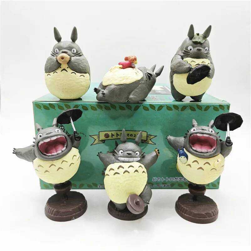 C My Neighbor Totoro Anime Peripheral 6Pcs Totoro Surprise Bd Box Desop Ornament Figure Birthday Gi