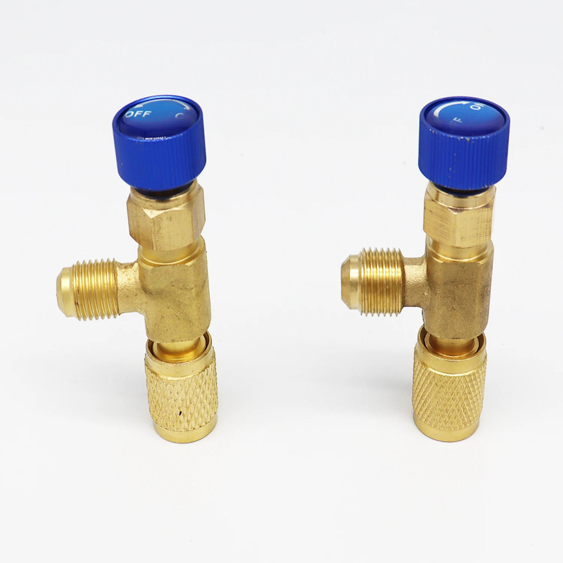 Refrigerant Valve, Liquid Safety Valve for R410a R22 Air Conditioning Refrigerant 1/4 Safety Adapte
