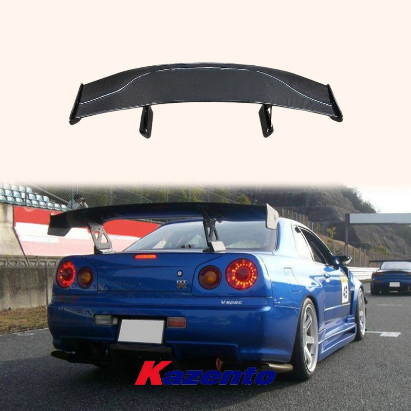 For Nissan Skyline R34 GTT GTR TOPS Style Carbon Rear Trunk GT Wing Spoiler