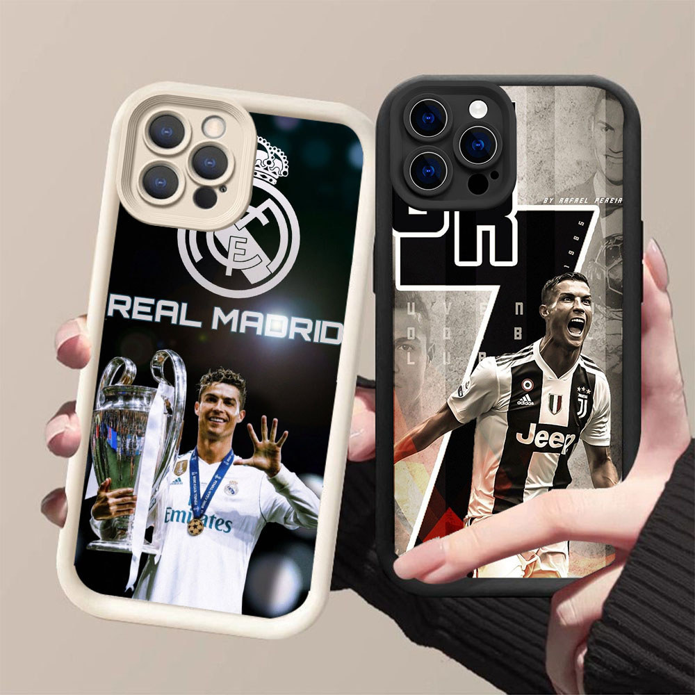 DK-57 CR7 FC Silicone Casing สีดําและสีขาว สําหรับ iPhone 14 15 Pro Max