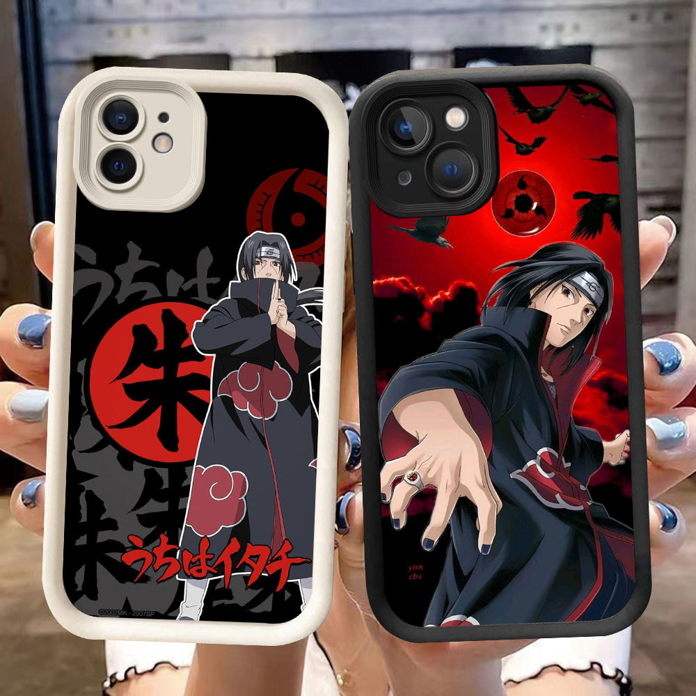 DJ-6 Anime Uchiha Silicone Casing สีดําและสีขาวสําหรับ iPhone 13 11 12 Mini Pro Max