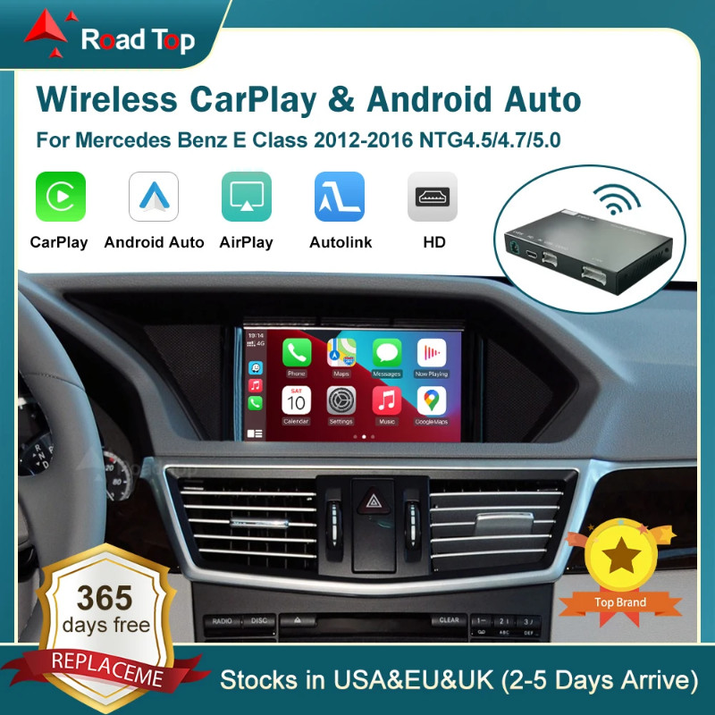 RoadTop Wireless CarPlay for Mercedes Benz E-Class W212 E Coupe C207 2012-2016, with Android Auto M