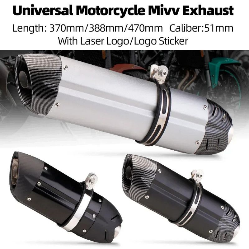 51MM Universal Motorcycle mivv Exhaust Muffler Escape for Z250 Z800 Z900 R1 R3 R6 R25 MT07 ZX10R ZX