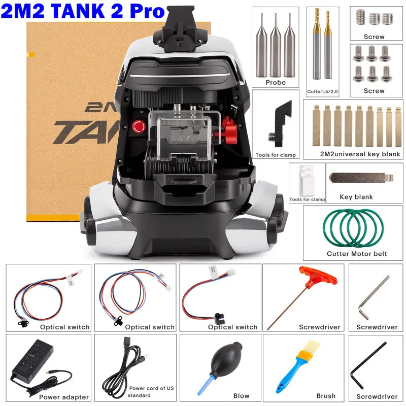 2M2 TANK 2 Pro TANK II Pro CNC Key Cutting Machine with Battery Add House Keys Mul-T-lock, Multi-po