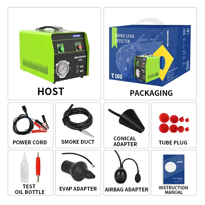 T105 Automotive Smoke Machine Tester Dual-Modes Car EVAP System Leak Fuel Leakage Detector Smoke Ge