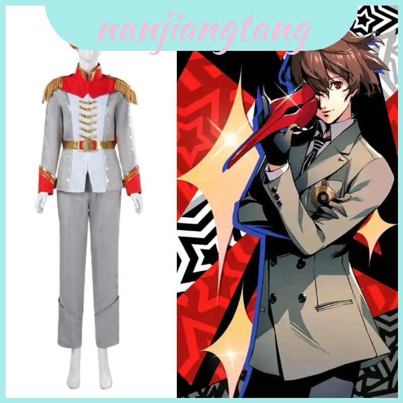 Persona 5 Akechi Goro Costumed Suit พร้อมหน้ากากและเข็มขัดสําหรับอะนิเมะคอสเพลย์ธีม