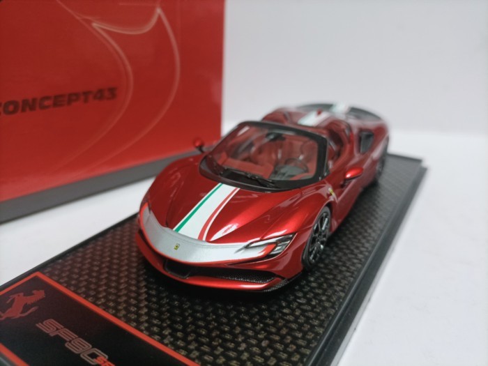 BBR 1 43 Ferrari Convertible รุ่น SP90 Spider F1 2007 ธงอิตาลีสีแดง