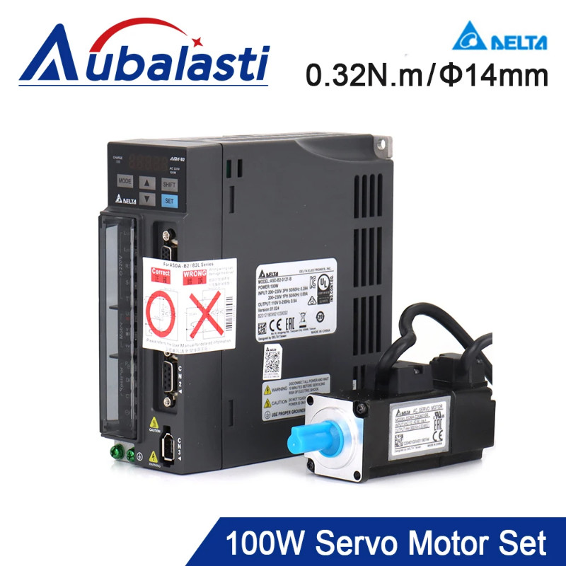 Delta 100w Servo Motor Kits 0.32N.m Servo Motor+Servo Driver with 3M Cable ASD-B2-0121-B+ECMA-C2040