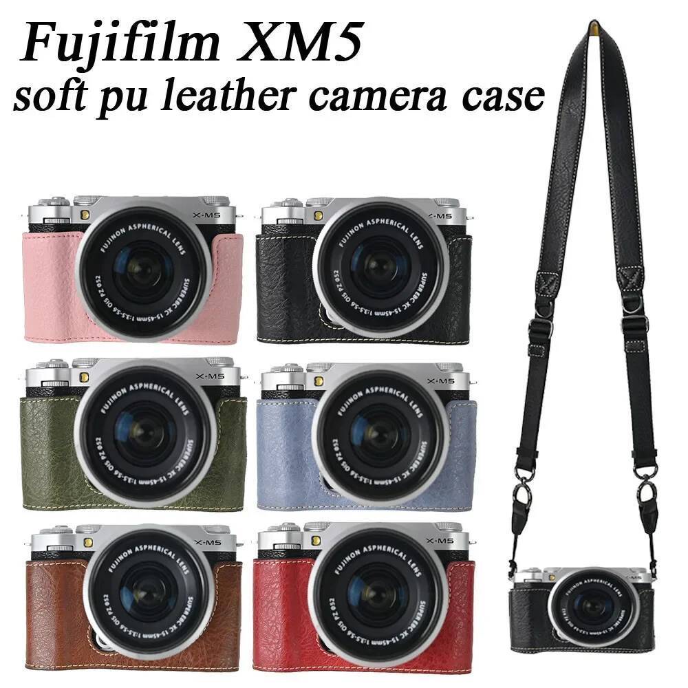 หนัง PU Fujifilm XM5 กระเป๋ากล้องครึ่งสําหรับ Fujifilm XM5