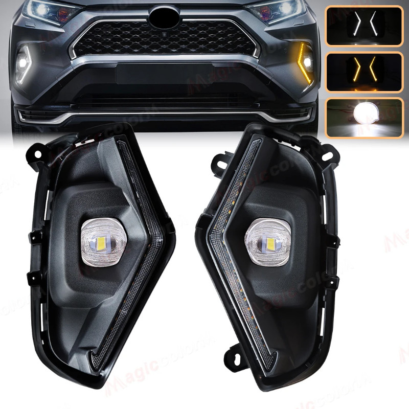 LED DRL Fog Lights For Toyota RAV4 RAV 4 2019-2025 Daytime Running Light Fog Lamp Assembly Driving