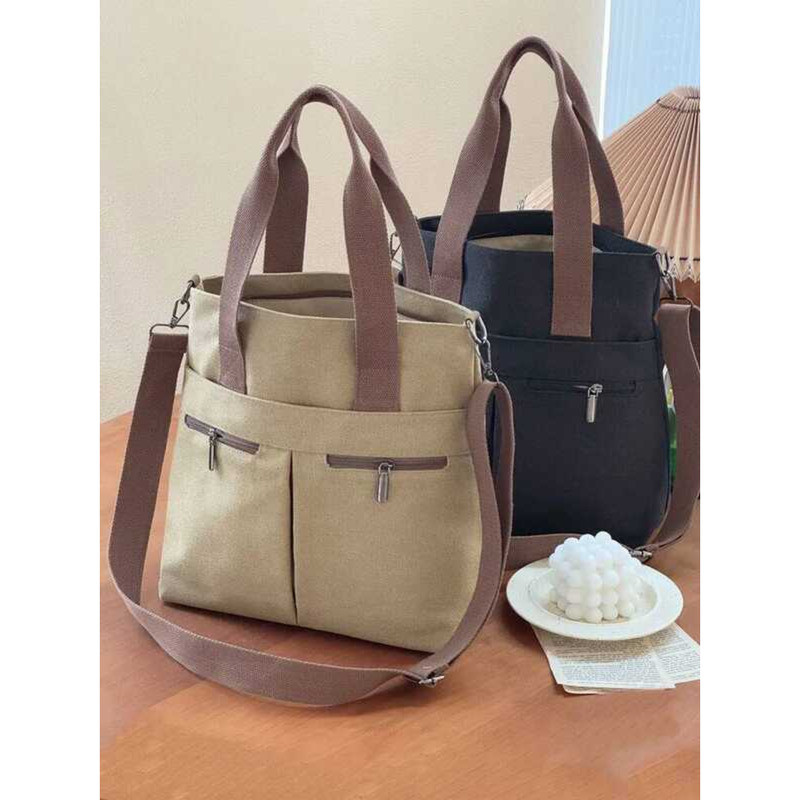 C Hylhexyr Lazy Commuting Hand Held Shoulder Canvas Casual Tote Fashion Versatile Student Tote S