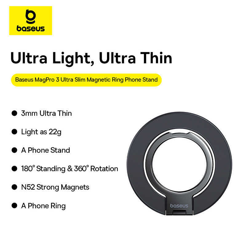 Baseus MagPro 3 ขาตั้งแหวน ic บางเฉียบ/ขาตั้งโทรศัพท์แบบวงแหวนคู่
