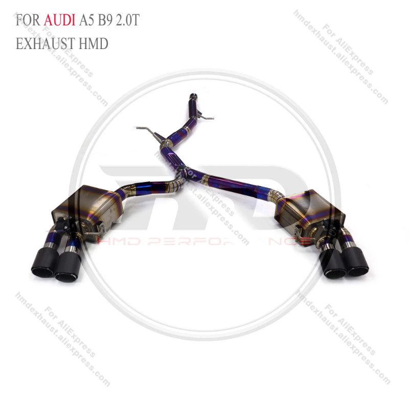 HMD Titanium Exhaust System Sport Resonated Catback for AUDI A5 B9 2.0T 2017+ Resonant tube Muffler
