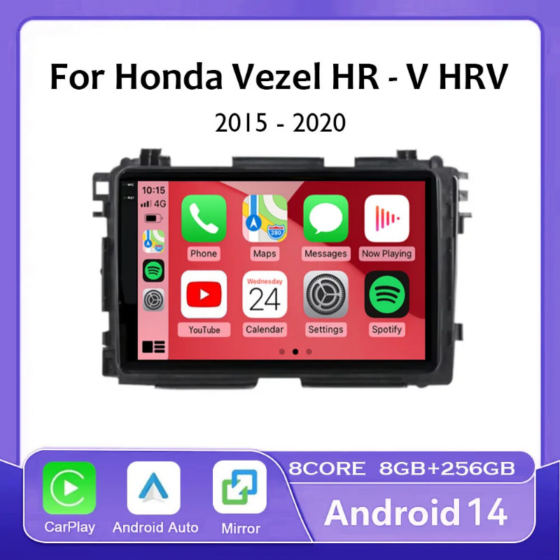 Android 14 Wirelesss Carplay For Honda Vezel HR - V HRV HR V XRV 2015 - 2017 Auto Radio Stereo Mult