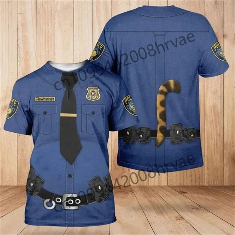 Judy Hopps เครื่องแต่งกายเสื้อยืด 3D, Zootopia Police Short Sleeve, Judy Hopps คอสเพลย์ฮาโลวีน 3D เสื้อยืด, Zootopia 2 เครื่องแต่งกายของขวัญ