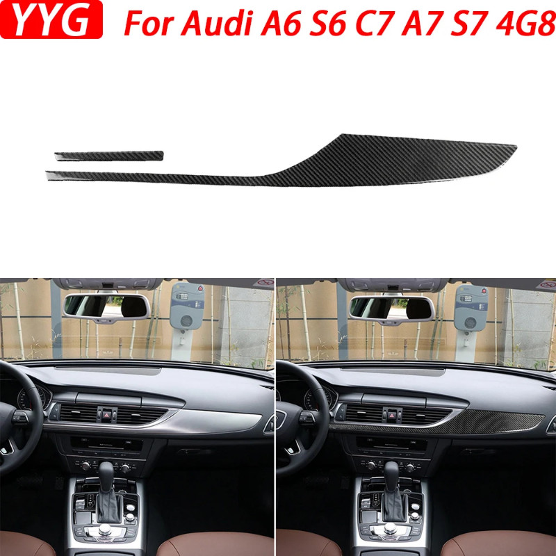 For Audi A6 S6 C7 A7 S7 4G8 2012-18 Carbon Fiber Co-pilot Dashboard Panel Cover Trim Car Interior D