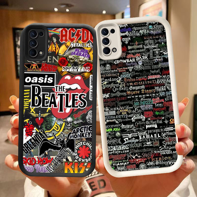 DJ-41 Rock Band ปลอกซิลิโคนสีดําและสีขาวสําหรับ OPPO Realme Reno Find Narzo N63 5 N53 6 A5i X3 4 C65