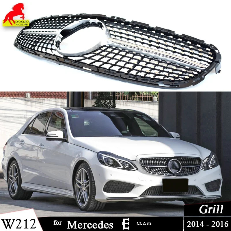 W212 Front Bumper Racing Grille Diamond for Mercedes E Class 4-Door Saloon 5-Door All-Terrain S212