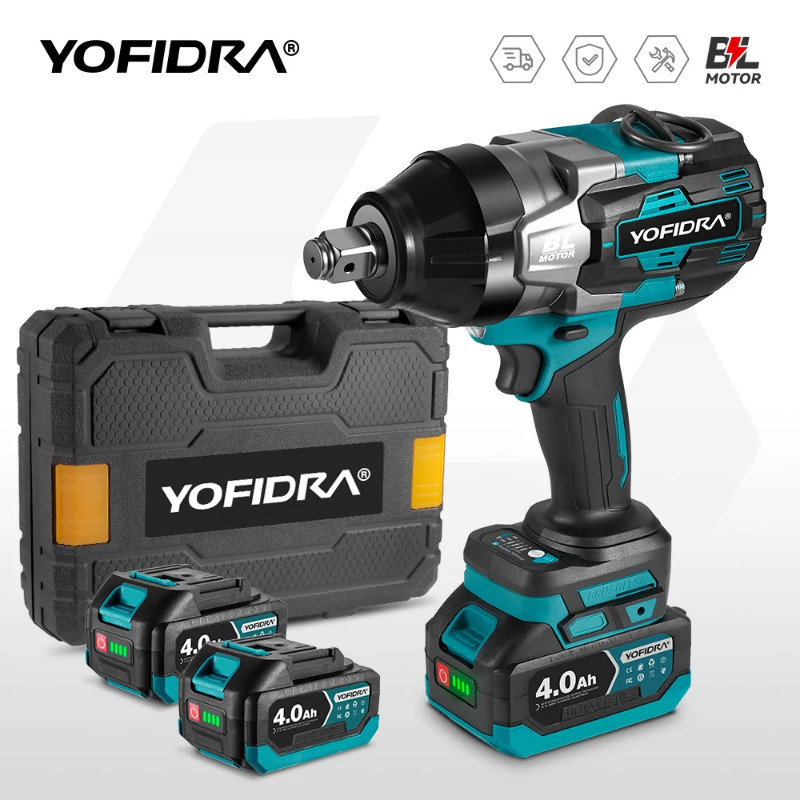 YOFIDRA 3300N.M 3/4" Brushless Electric Wrench 4 Gears Cordless Efficient Car Repair Power Tools Fo