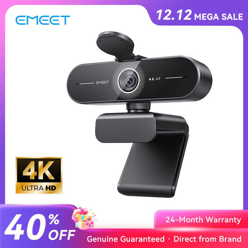เว็บแคม 4K UHD EMET กล้อง USB 8MP ออโต้โฟกัสแล็ปท็อปคอมพิวเตอร์สตรีมมิ่งเว็บแคมสําหรับ Tiktok/Skype/