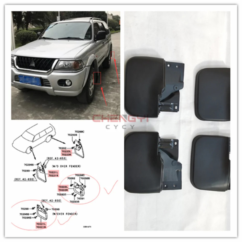 1PC Car MudflapFor Pajero Montero Sport K86W K89W K96W K97W  (6G72-3.0)Fender Mud Guard Flap Splash