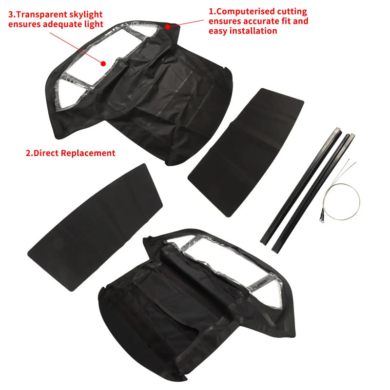 AP02 For Mercedes R107 280SL 560SL 380SL 450SL Convertible Soft Top 1972-1989 Black