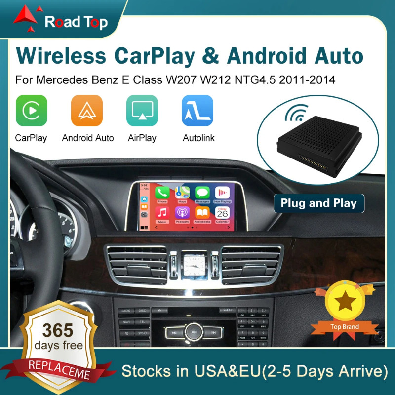 Wireless CarPlay AI Box for Mercedes Benz Class E W207/W212 NTG 4.5, WIth Android Auto Mirror Link