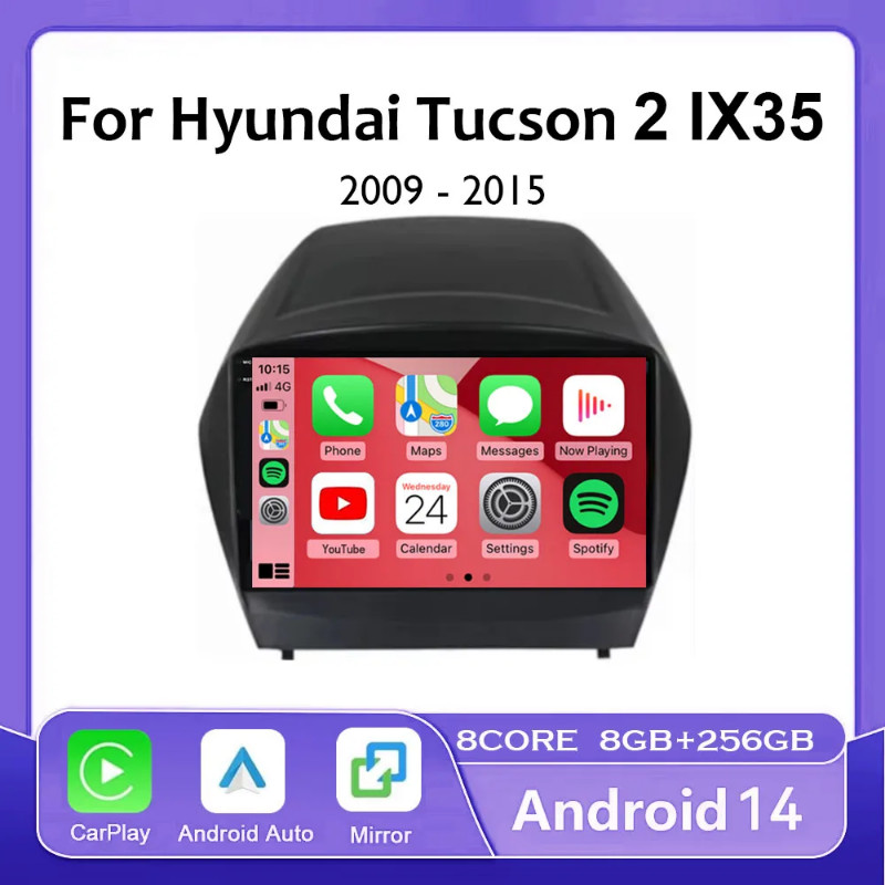 9Inch Android 14 Carplay Auto Car Radio Multimedia Player For Hyundai Tucson 2 LM IX35 2009-2015 Au