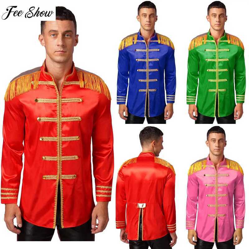 C Men Halloween SGT Sergeant Pepper Costume Military Drummer Parade Jacket Ming Band Rock Coat Stag