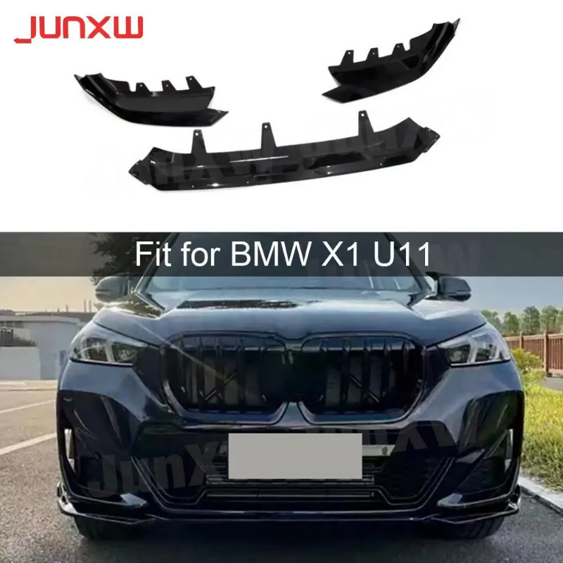 ABS Front Bumper Lip Spoiler Bodykit for BMW X1 U11 IX1 M Sport 2023 + Front Lip Chin Bumper Guard