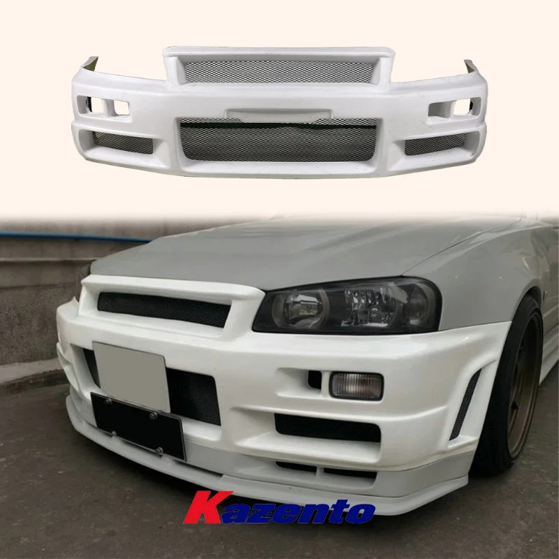 For Nissan R34 (GTT Only) Upgrade To GTR ST Style Front Bumper (require hood)