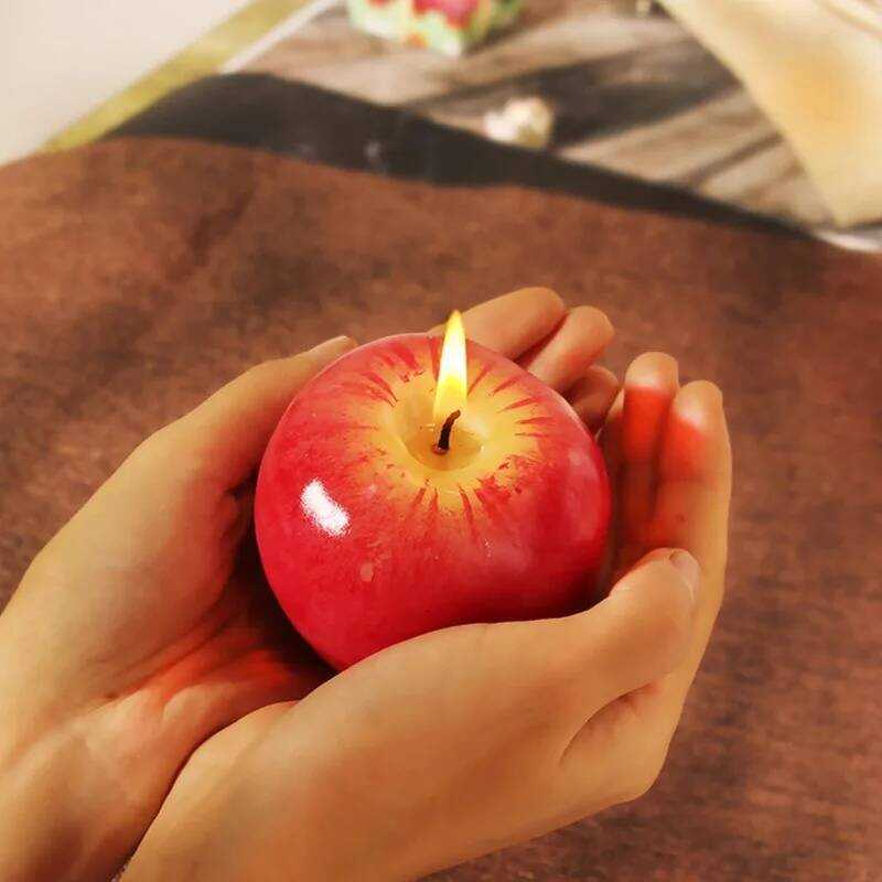 C Christmas Imitation Red Apple Candle; Birthday Party Apple Candle; New Year's Day Romantic Apple